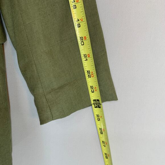 ZARA Linen Blend Blazer Women’s Size XS Olive Green Lightweight Workwear - Picture 7 of 9